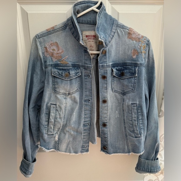 Mossimo Supply Co. Jackets & Blazers - Mossimo Supply Co | Embroidered Floral Cropped Denim Jacket | Size Medium